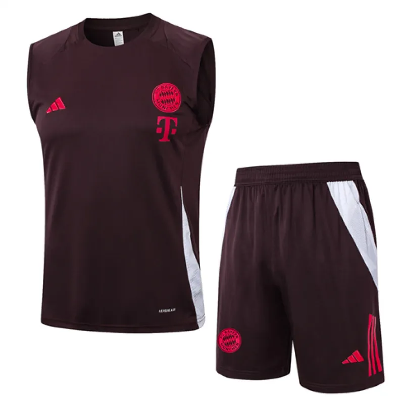 Bayern Munich 2024/25 brown training jersey vest and shorts