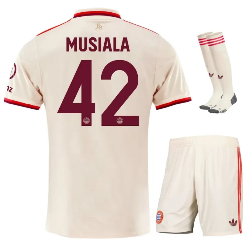 Kids' 2024/25 Bayern Munich Third Star Player Kit - Fan Version (Cream, Musiala)