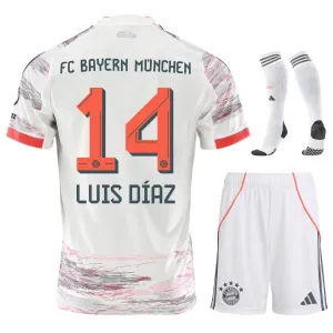 Bayern Munich LUIS DIAZ Kids Kit Away Jersey 2025/26 - White