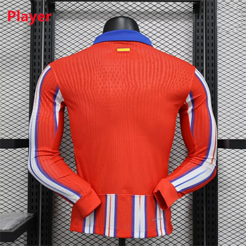 Atletico Madrid Maillot Domicile Manches Longues 2024/25 Rouge Blanc