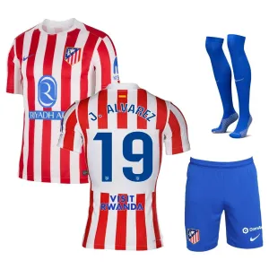 Álvarez Set di maglia home bambini dell'Atlético Madrid 2025/26 - Rosso/Bianco