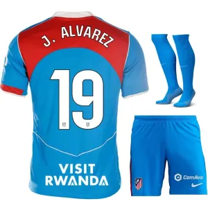 Atletico Madrid J.ALVREZ 2025/26 Kids' Third Jersey Set - Blue