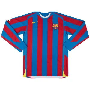 ​​Maglia casalinga retro lunga del Barcellona 2005/06 - Rosso/Blu​​
