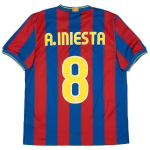 Barcelona A.INIESTA 2009/10 Retro Heimtrikot - Rot/Blau