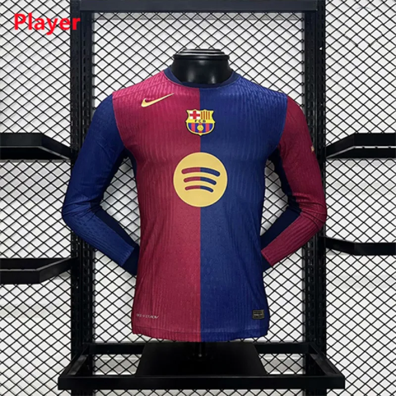Maglia a maniche lunghe della versione per giocatori di casa del FC Barcelona 2024/25 - Rosso/Azzurro
