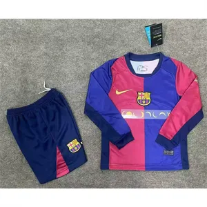 FC Barcelona Kinder Langarmtrikot + Shorts 2024/25 Heimspiel - Rot/Blau