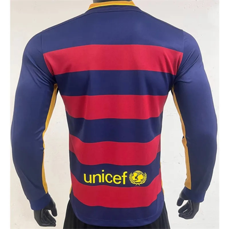 FC Barcelona Retro Langarm-Trikot 2015/16  Heimspiel - Rot/Blau