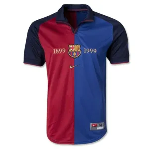 Maglia retrò del FC Barcelona Edizione commemorativa 1899-1999 - Rosso/Azzurro