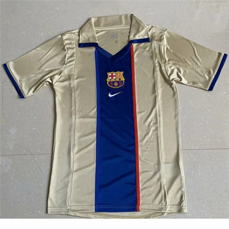 FC Barcelona Retro Jersey 2002 Away - Gold