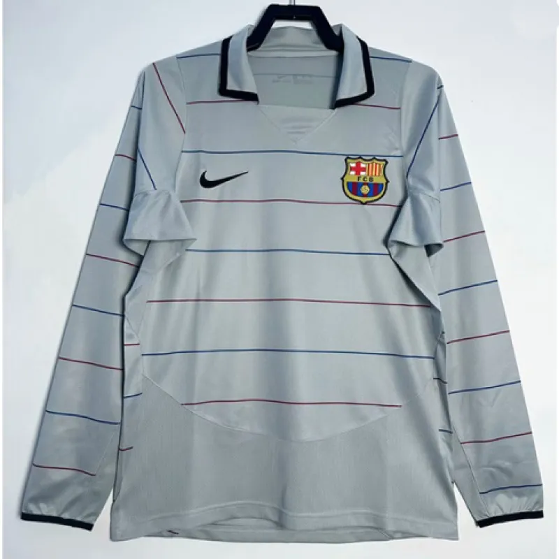 FC Barcelona Retro Long-Sleeved Jersey 2002-04 Away - Grey