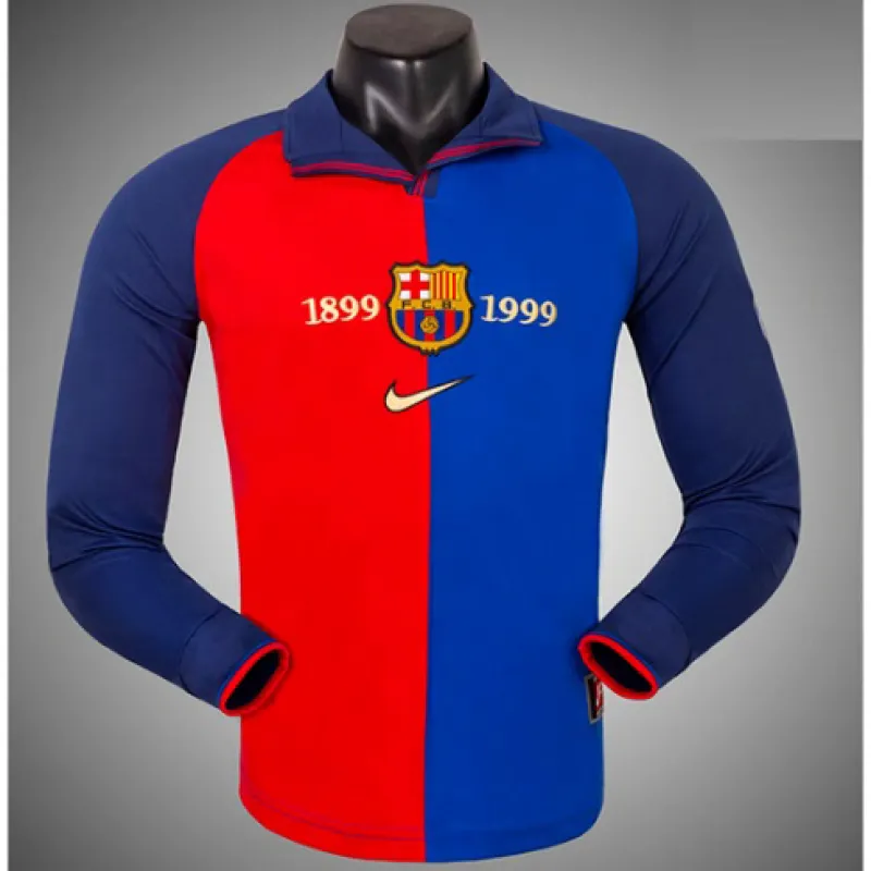 FC Barcelona Retro Long-Sleeved Jersey 1899-1999 Commemorative Edition - Red/Blue