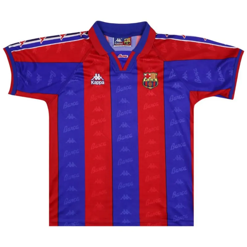 Maillot rétro de Ronaldo pour le Barcelona, domicile 1996/97 - Rouge/Bleu