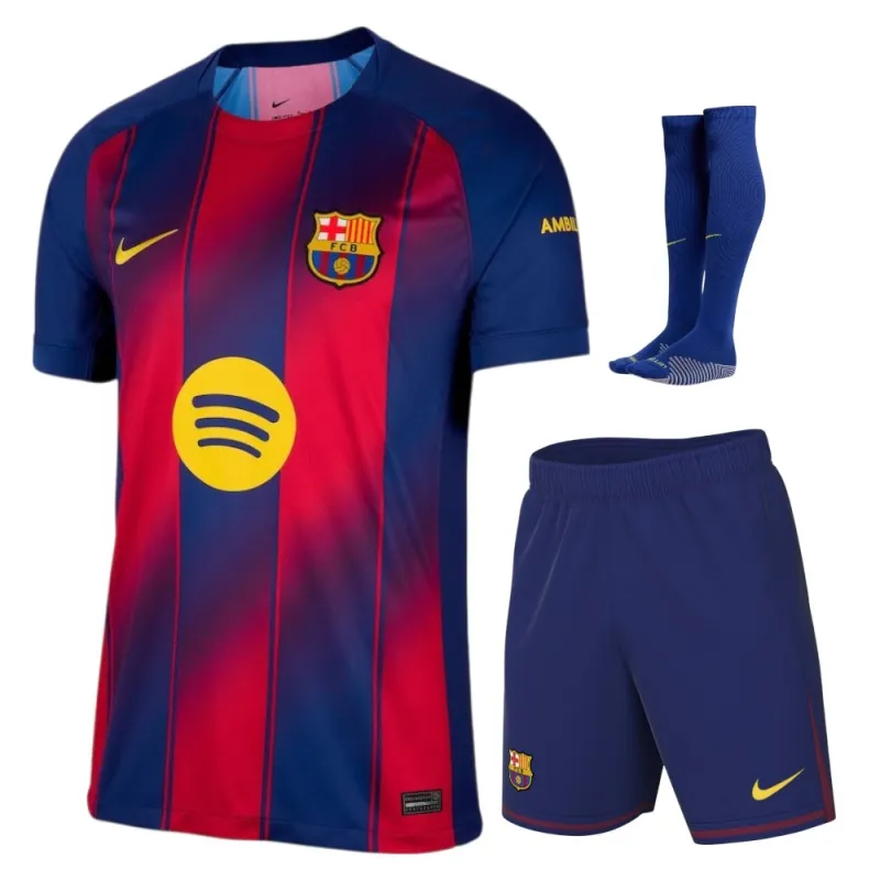 Set di maglia casa bambini del Barcellona 2025/26 - Rosso/Azzurro