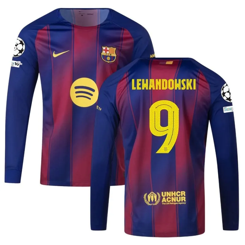 Maillot Domicile Barcelone Manches Longues UCL 2025/26 LEWANDOWSKI