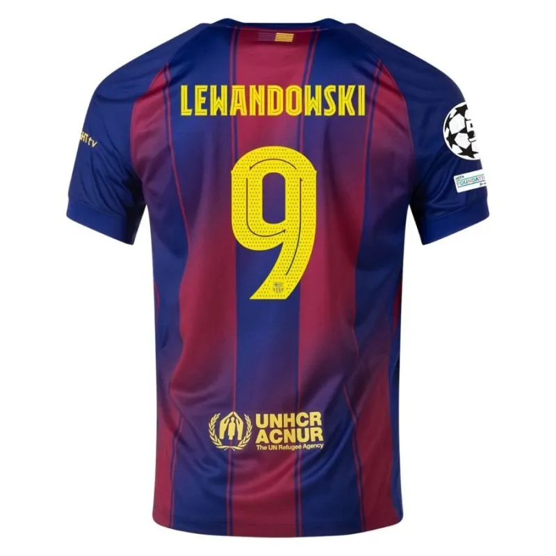 FC Barcelona LEWANDOWSKI 2025/26 Heim-UCL-Kinder-Trikot-Set - Rot/Blau