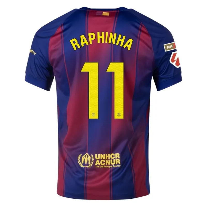 Barcelona RAPHINHA 2025/26 Home Kids' Jersey - Red/Blue