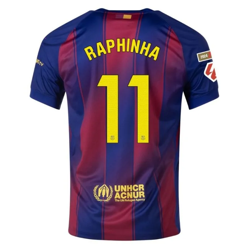 Ensemble de maillot enfant à domicile du FC Barcelone RAPHINHA 2025/26 - Rouge/Bleu