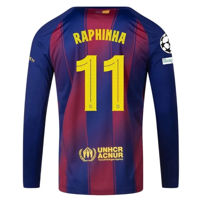 Maillot Domicile Barcelone Manches Longues UCL 2025/26 RAPHINHA