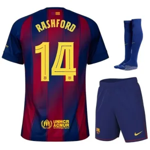 Set di maglia bambini di casa di RASHFORD per il Barcellona 2025/26 - Rosso/Blu