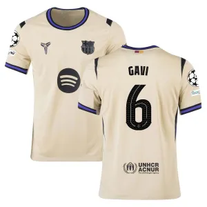 Barcellona GAVI UCL 2025/26 Maglia Trasferta Bambino - Beige