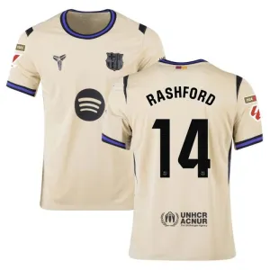 Barcellona RASHFORD 2025/26 Maglia Bambino Trasferta - Beige