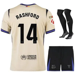 Barcellona RASHFORD 2025/26 Completo Bambino Trasferta - Beige