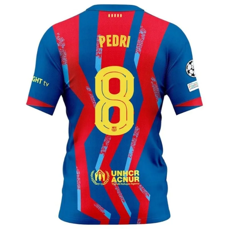 Barcelone PEDRI 2025/26 Ensemble Enfant Quatrième Maillot - Bleu/Rouge