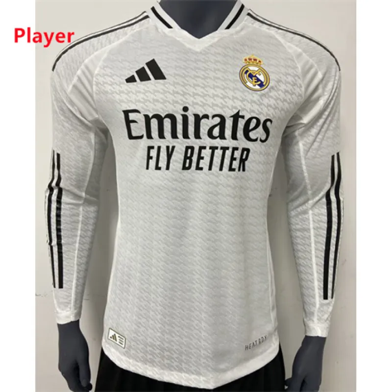 Real Madrid Langarm Heimtrikot 2024/25 Spielerausgabe - Weiß