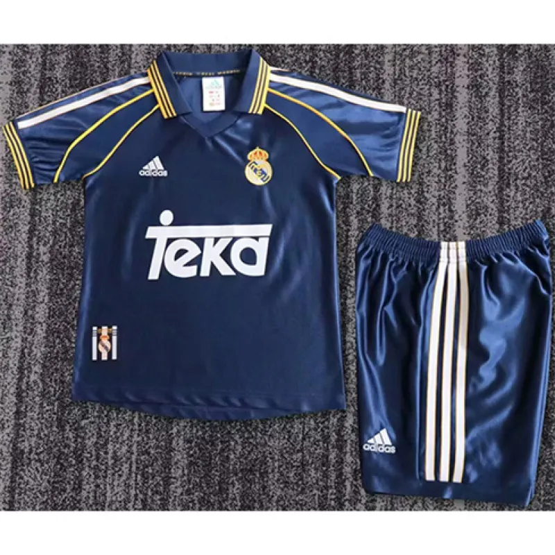 Maglia retro per bambini del Real Madrid 1998-00 trasferta - Blu