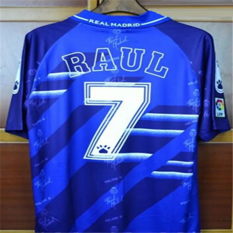 Real Madrid Retro-Trikot Nr.7 von Raúl 1994-96 Auswärtsspiel - Blau