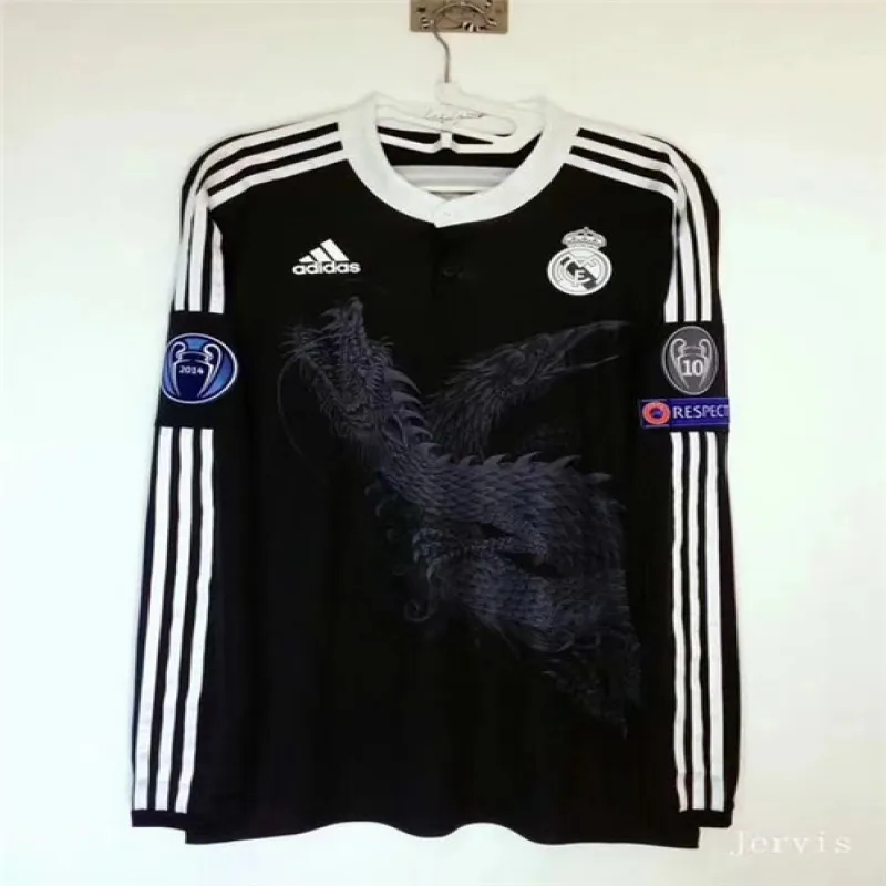 Real Madrid Langärmeliges Retro-Drittes Trikot 2014/15 - Schwarz