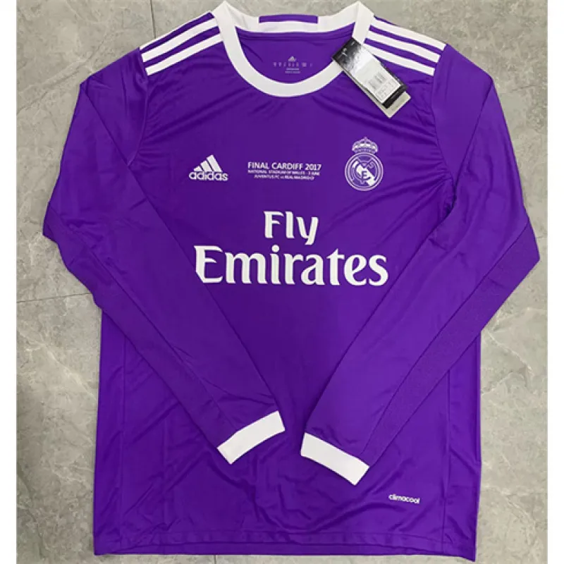 Real Madrid Langärmeliges Retro-Trikot 2016/17 Auswärtsspiel - Lila