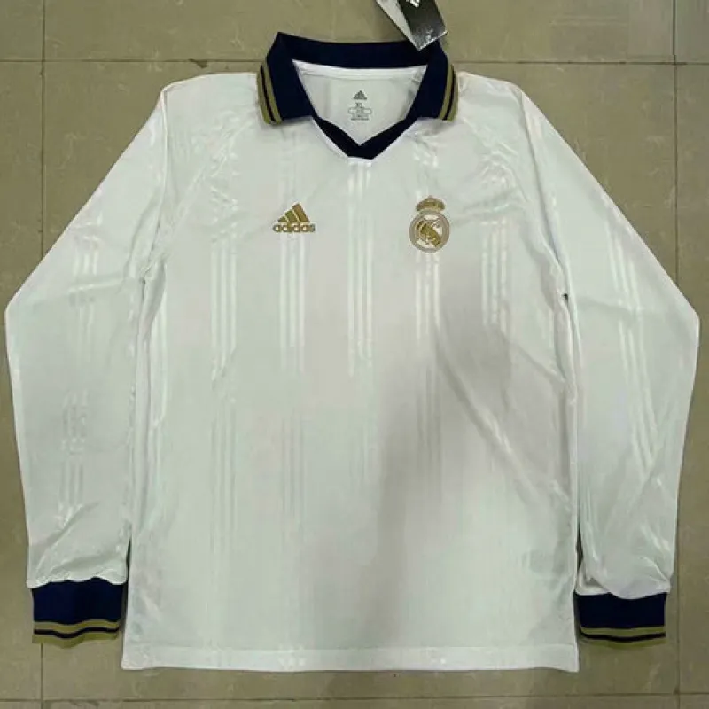Camiseta de entrenamiento retro de mangas largas del Real Madrid - Blanca