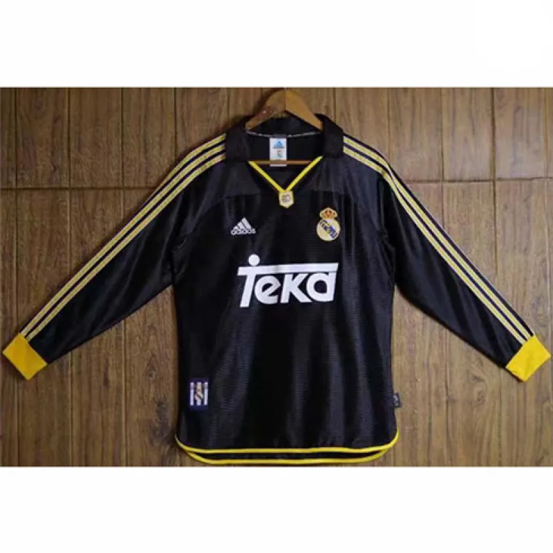 Maillot rétro à manches longues du Real Madrid 1998-00 Extérieur - Noir