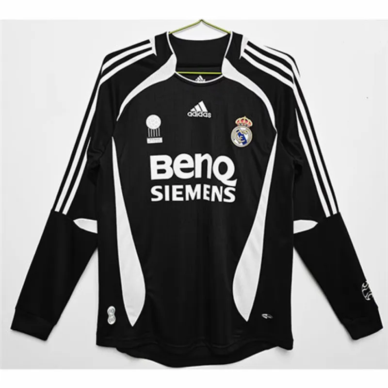 Real Madrid Langärmeliges Retro-Drittes Trikot 2006/07 - Schwarz
