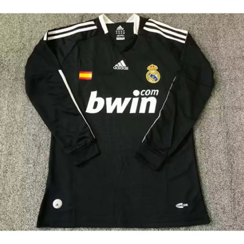 Troisième maillot rétro à manches longues du Real Madrid 2008/09 - Noir