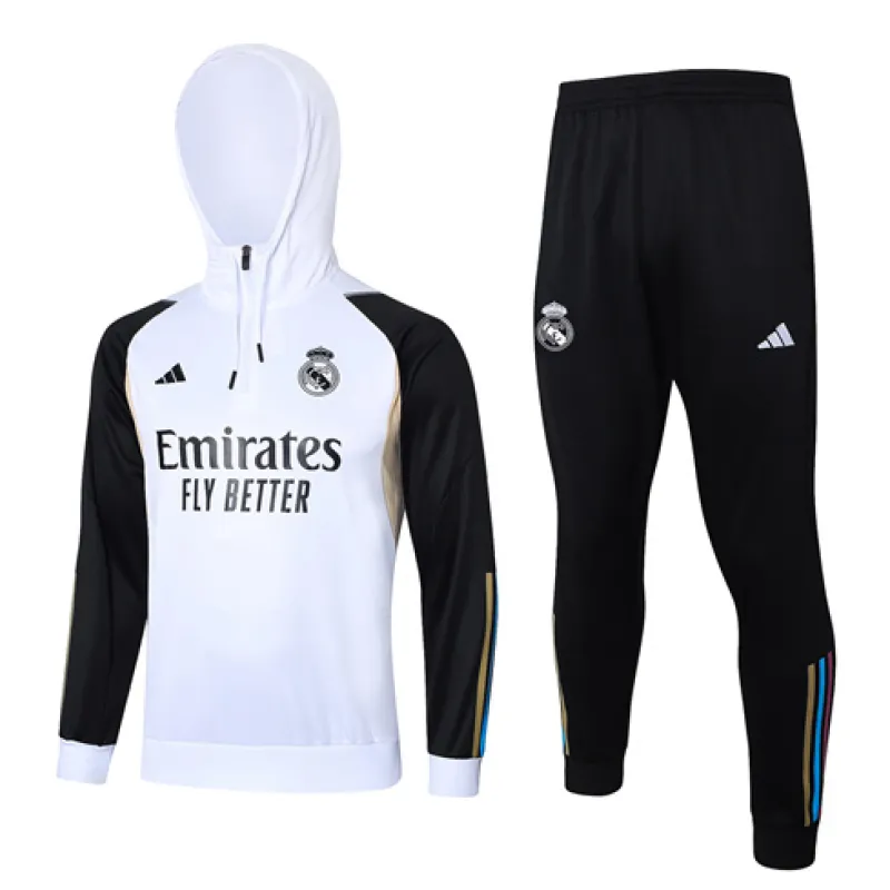 Ropa deportiva con capucha para niños del Real Madrid 2024/25 - Blanca
