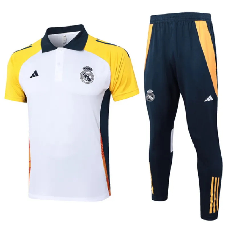 Conjunto polo de entrenamiento Real Madrid 2024/25 blanco con pantalón