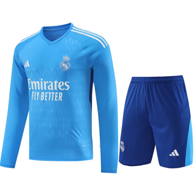 Real Madrid Goalkeeper Long-sleeved Training Jersey + Shorts 2024/25 - Blue