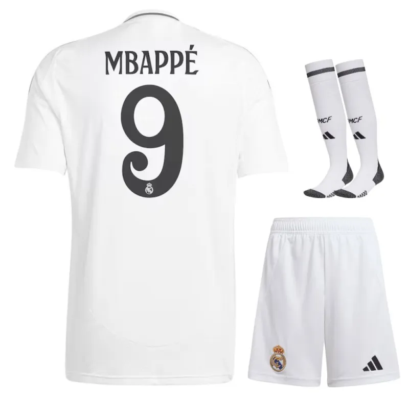 Mbappé - Ensemble de maillot pour enfants domicile de Real Madrid 2024/25 - Blanc