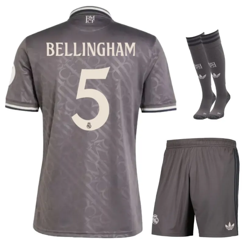 BELLINGHAM Real Madrid 2024/25 Kids' Third Jersey Set - Grey