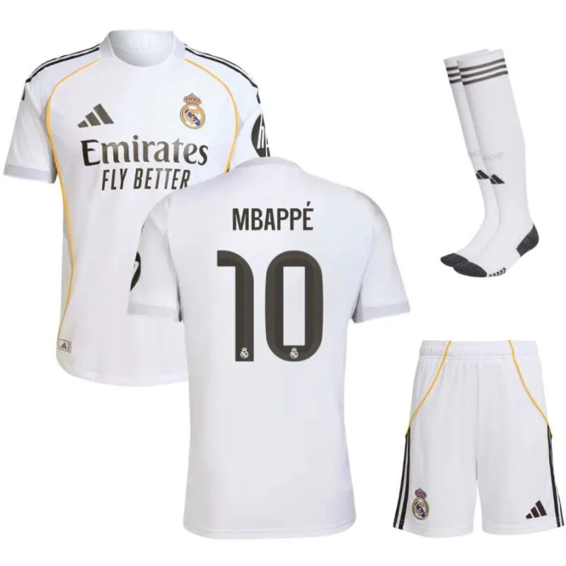 Real Madrid MBAPPÉ Kids' 2025/26 Home Kit - White