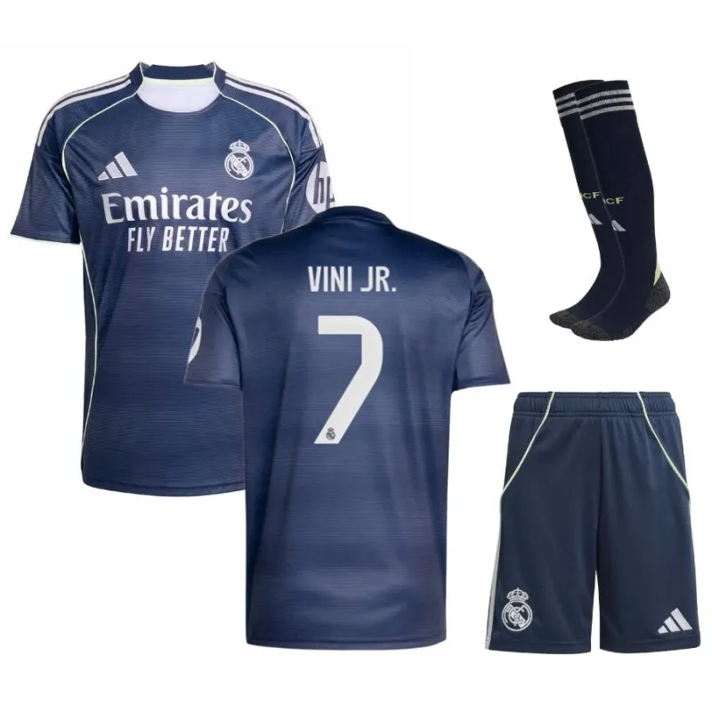 Real Madrid CF VINI JR 2025/26 Kids' Away Kit - Blue
