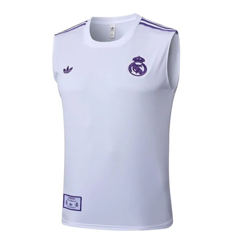 Conjunto Pantalón Corto & Chaleco Real Madrid 2025/26 - Blanco/Morado