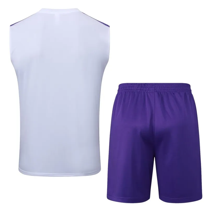 Conjunto Pantalón Corto & Chaleco Real Madrid 2025/26 - Blanco/Morado