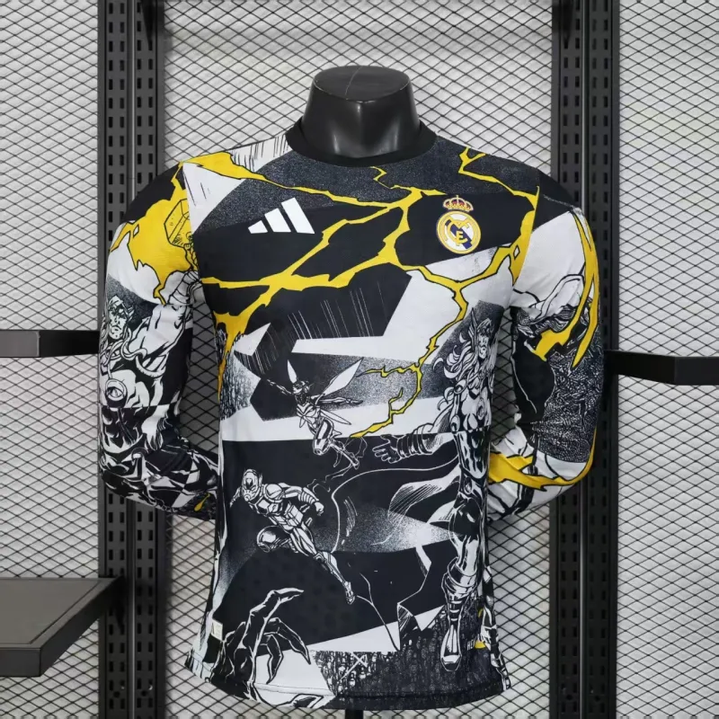 Real Madrid 2025/26 Marvel Edition Long-Sleeve Player Jersey - Black