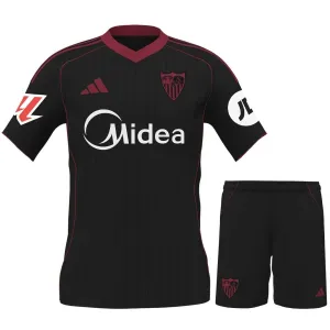Sevilla 2025/26 Terza maglia + shorts per bambini - Nera