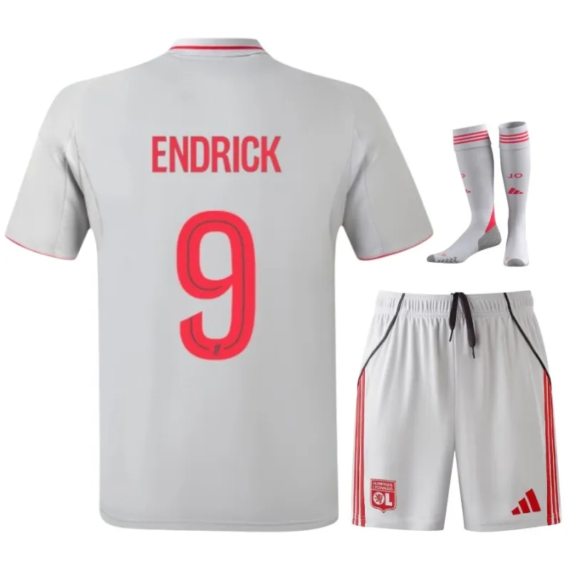 Olympique Lyonnais ENDRICK 2025/26 Kit Niño Tercera Gris