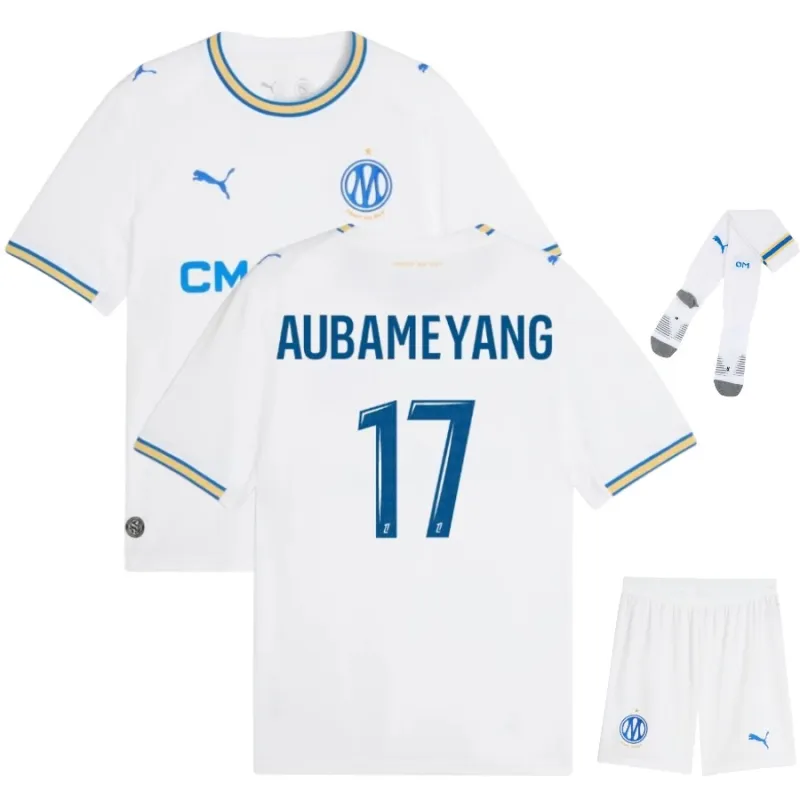 Marseille AUBAMEYANG 2026/27 Home Kids Kit Jersey