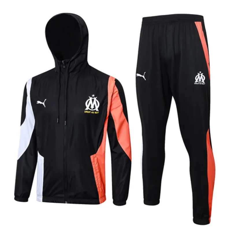 Windproof hooded tracksuit of Olympique de Marseille 2024/25 - Black